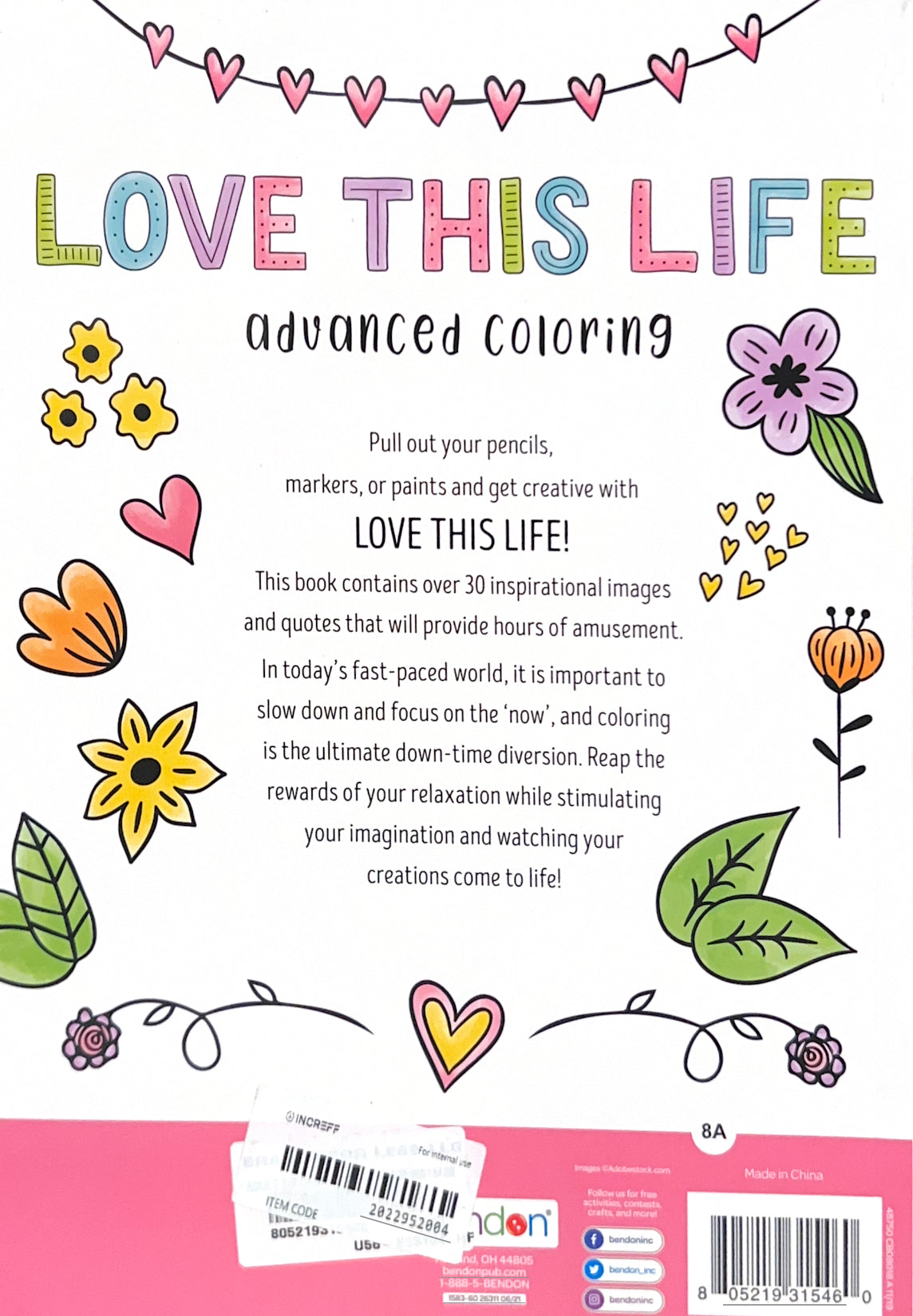 Bendon Love This Life colouring book